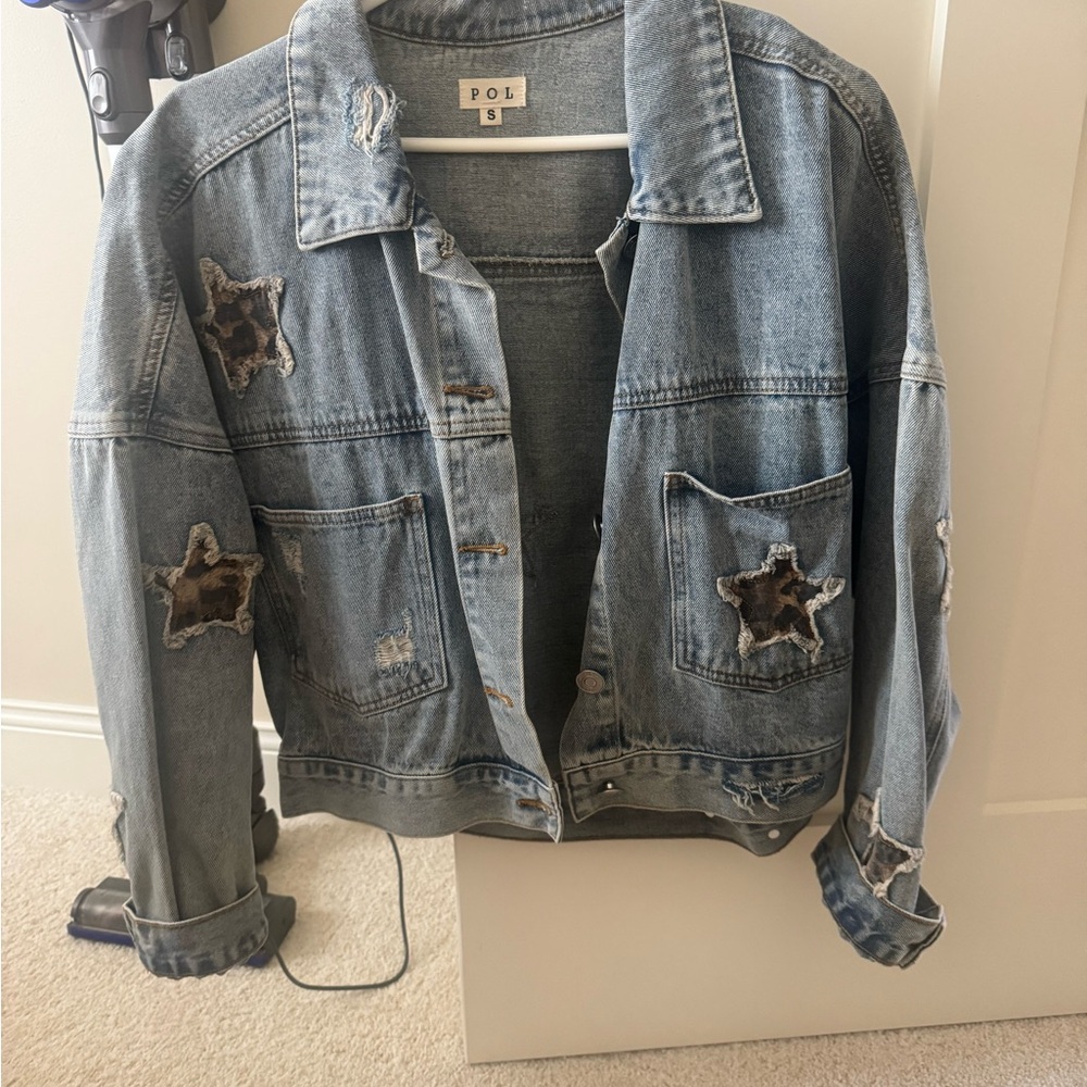 POL Blue Denim Jacket with Star Accents